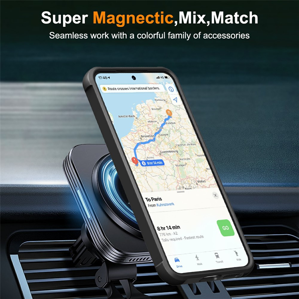 SS Gxy S26 Plus - Magnetic Ring Holder Kickstand Black Transparent - 10