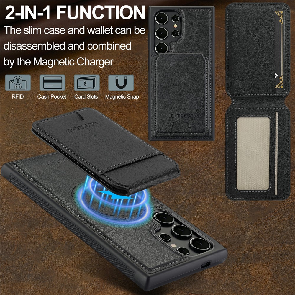 SS Gxy S26 Ultra - LC.IMEEKE Case Leather With Wallet Black - 2