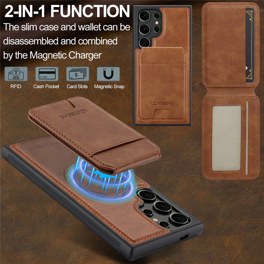 SS Gxy S26 Ultra - LC.IMEEKE Case Leather With Wallet Brown - 2