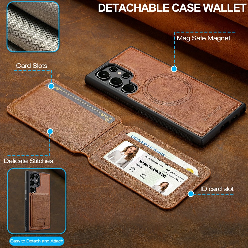 SS Gxy S26 Ultra - LC.IMEEKE Case Leather With Wallet Brown - 4