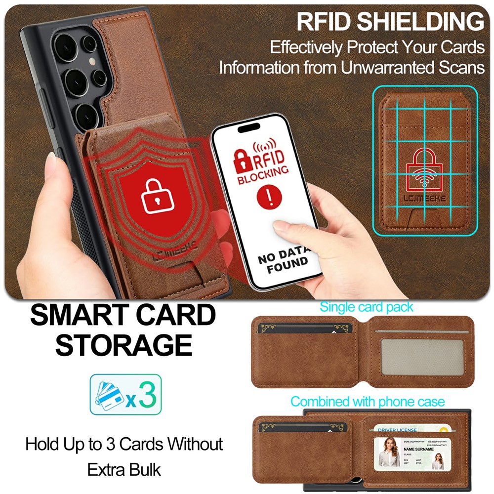 SS Gxy S26 Ultra - LC.IMEEKE Case Leather With Wallet Brown - 12