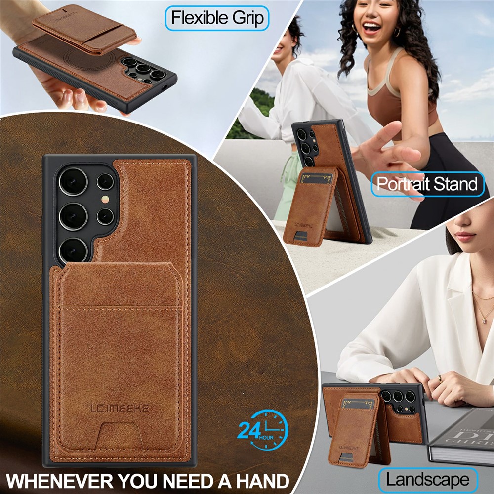 SS Gxy S26 Ultra - LC.IMEEKE Case Leather With Wallet Brown - 14