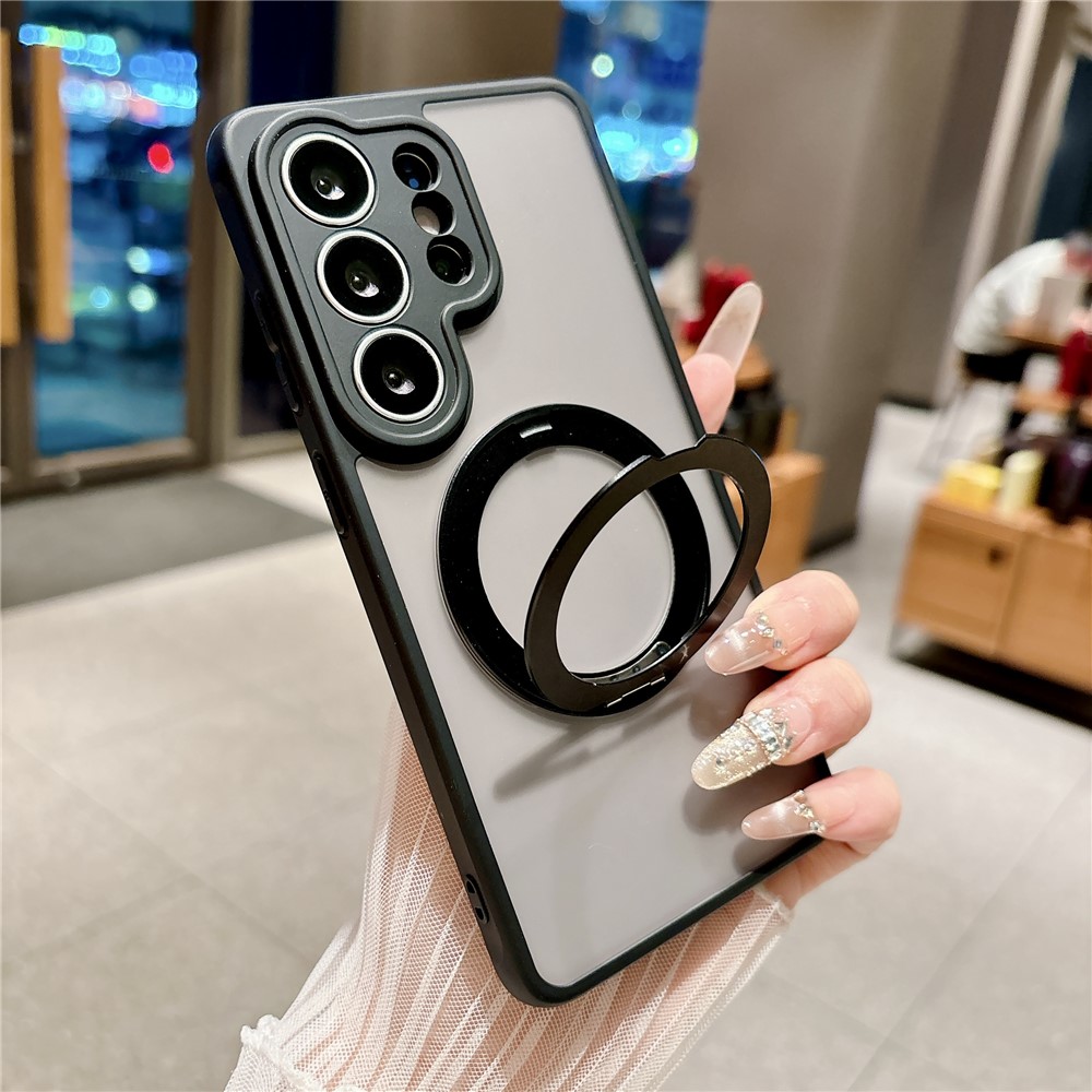 SS Gxy S26 Ultra - Magnetic Rotating With Tempered Glass Black - 4