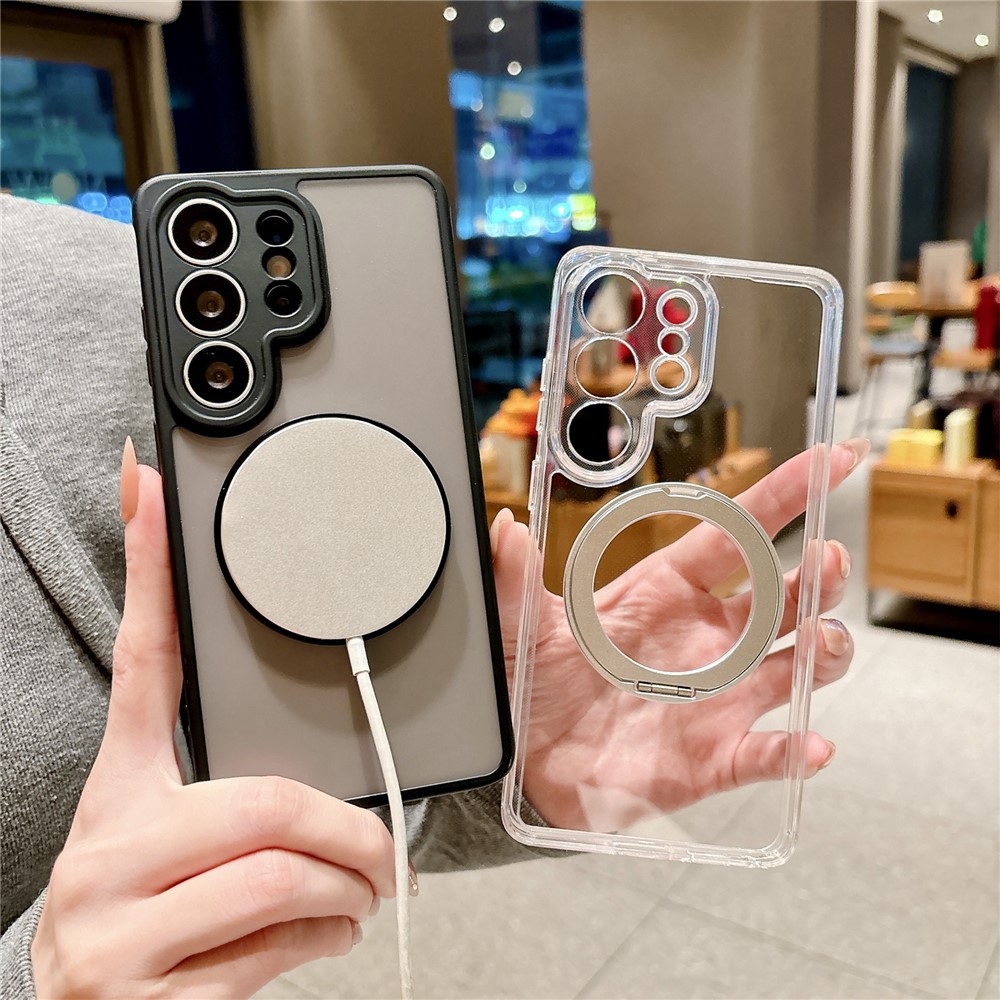 SS Gxy S26 Ultra - Magnetic Rotating With Tempered Glass Black - 7