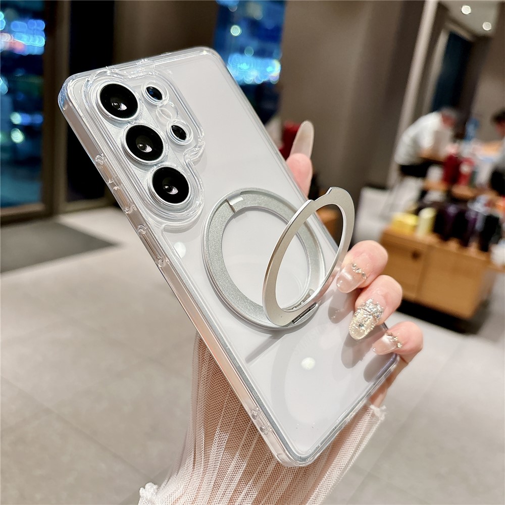 SS Gxy S26 Ultra - Magnetic Rotating With Tempered Glass Transparent - 2