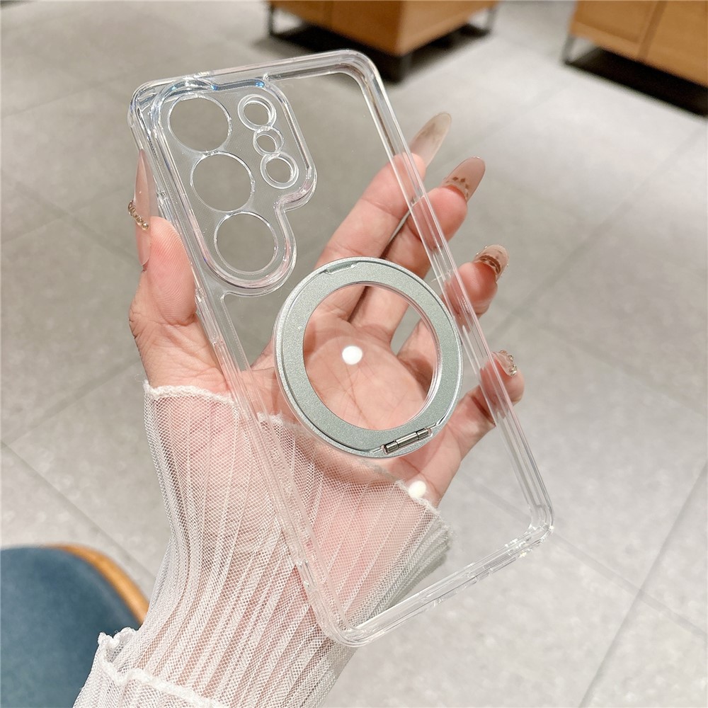 SS Gxy S26 Ultra - Magnetic Rotating With Tempered Glass Transparent - 3