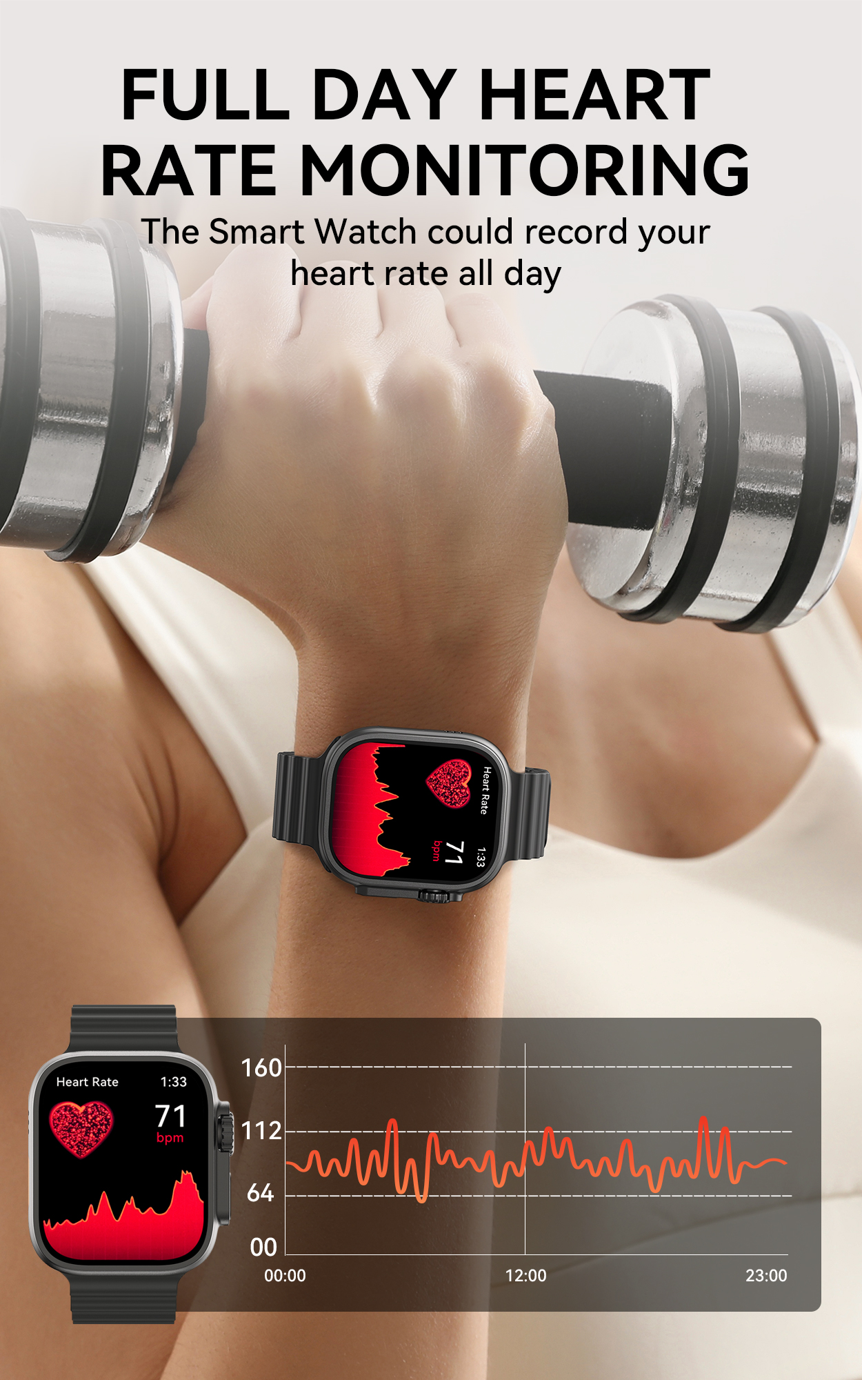 BWOO - Smartwatch WA-07 Silver Band Black - 7