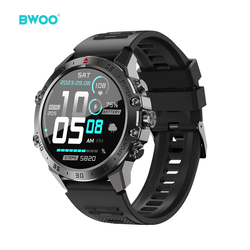 BWOO - Smartwatch WA-08 Silver Band Silver/Black - 2