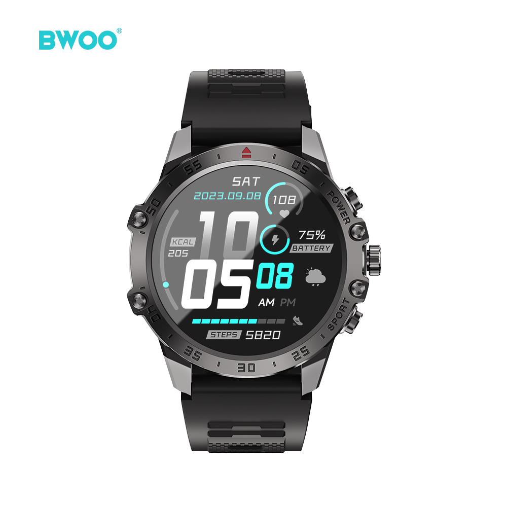 BWOO - Smartwatch WA-08 Silver Band Silver/Black - 3