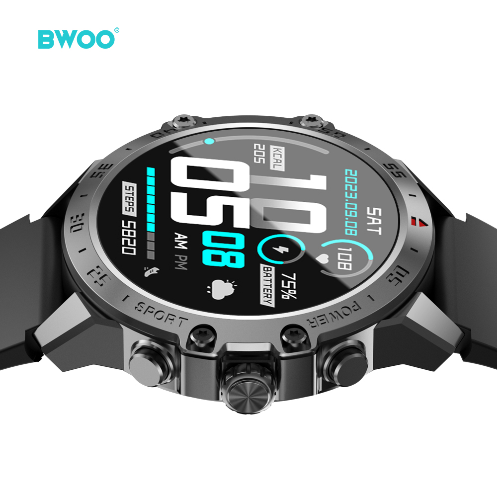 BWOO - Smartwatch WA-08 Silver Band Silver/Black - 8