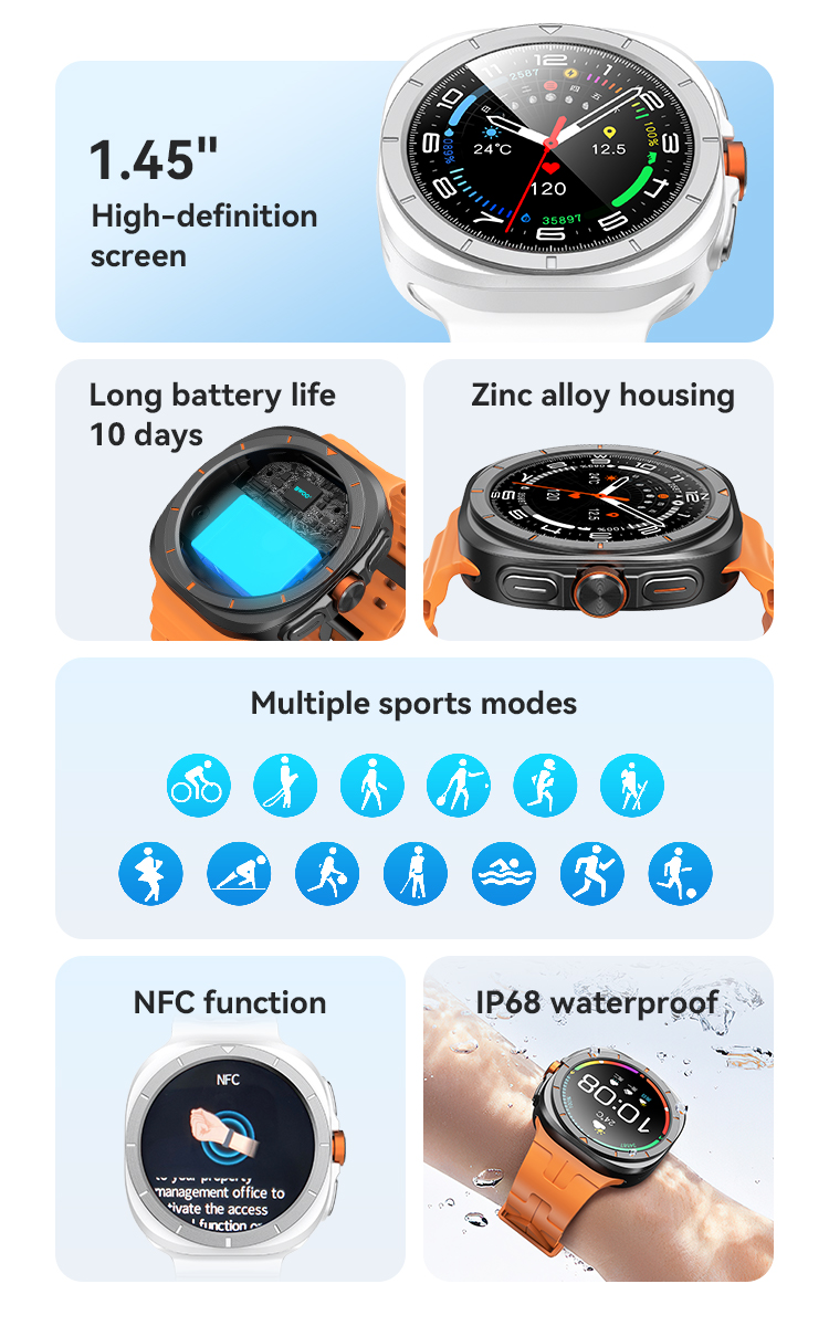 BWOO - Smartwatch WA-09 Silver Band White - 5