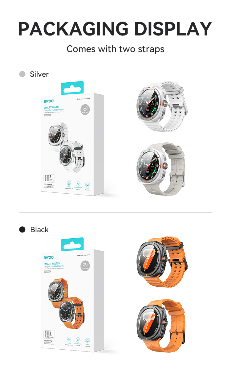 BWOO - Smartwatch WA-09 Silver Band White - 8