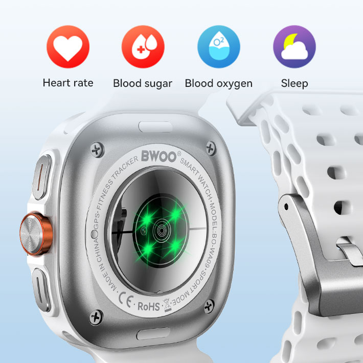 BWOO - Smartwatch WA-09 Silver Band White - 12