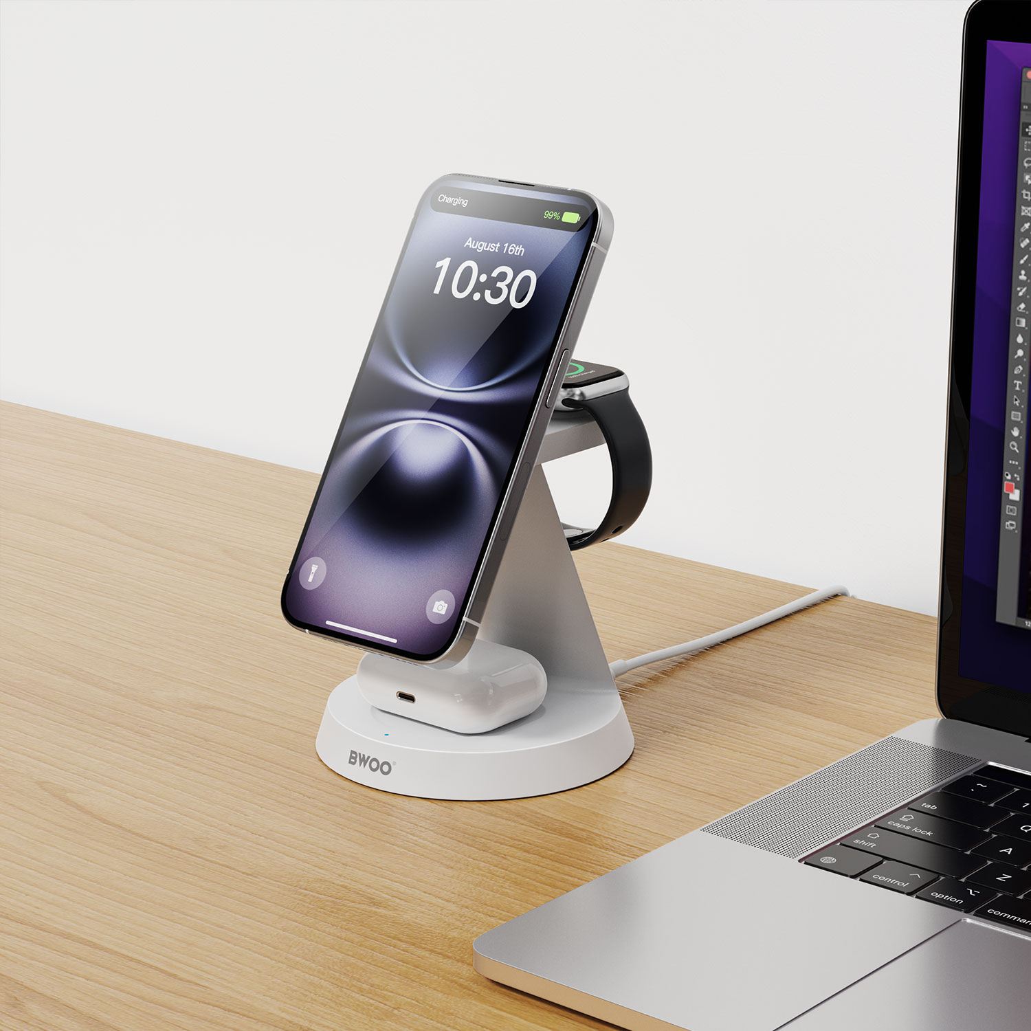 3 in 1 Magnetic Charger - BWOO 15W White - 4