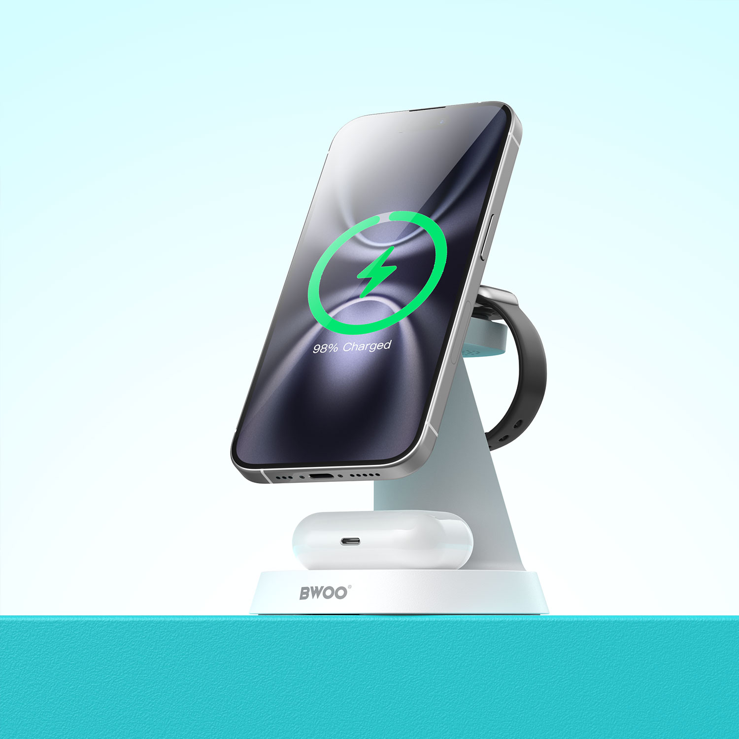3 in 1 Magnetic Charger - BWOO 15W White - 5