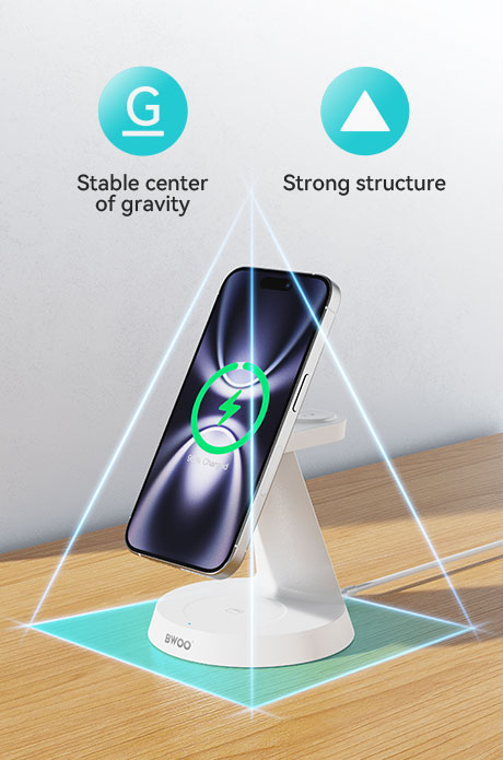 3 in 1 Magnetic Charger - BWOO 15W White - 9