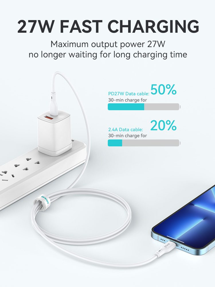 Cable - BWOO Type-C To Ligthning TPU White 27W - 2
