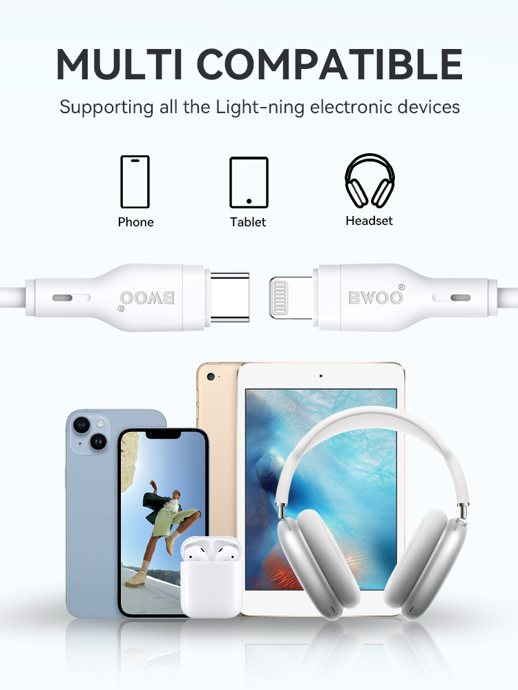 Cable - BWOO Type-C To Ligthning TPU White 27W - 4