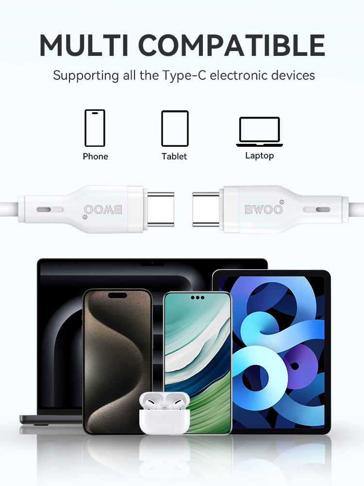 Cable - BWOO Type-C To Type-C TPU White 60W - 2