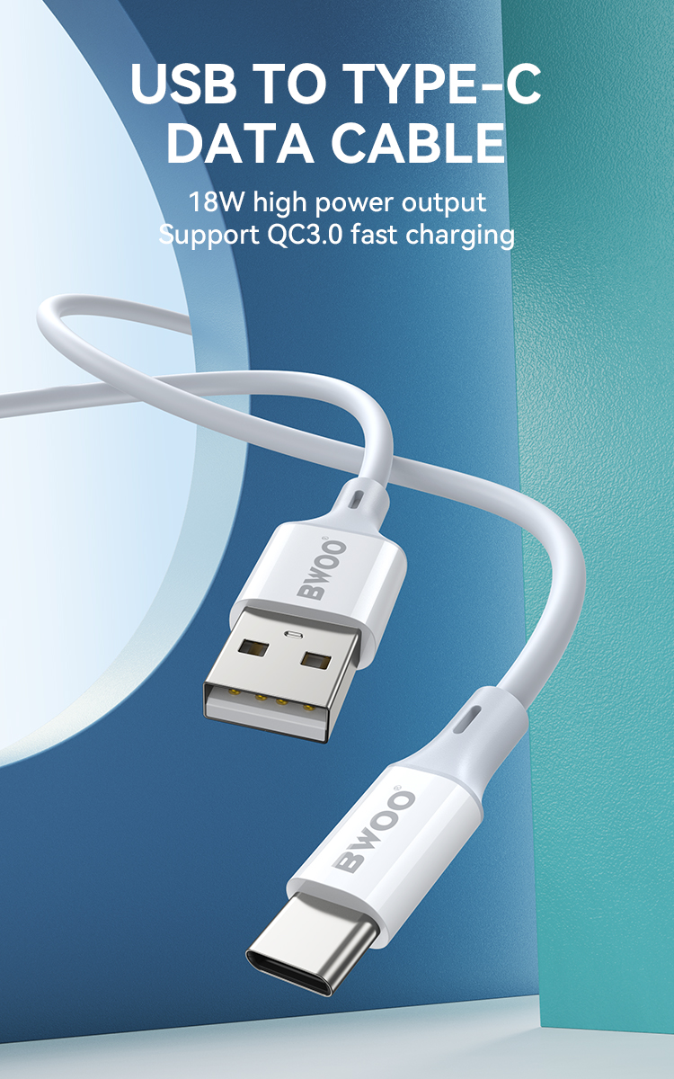 Cable - BWOO USB To Type-C TPU White 3A 1m - 2