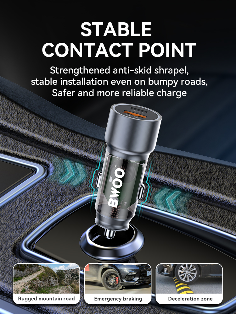 Car Charger - BWOO Aluminium 45W Port 1 USB 1 Type-C - 3
