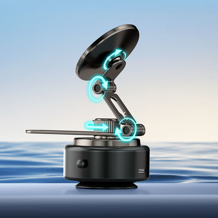 Car Holder - BWOO 360 Rotating Electric Vacuum Magnetic Suction Black - 3