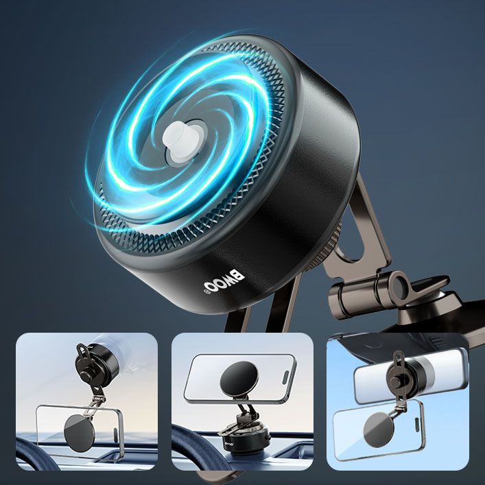 Car Holder - BWOO 360 Rotating Electric Vacuum Magnetic Suction Black - 9