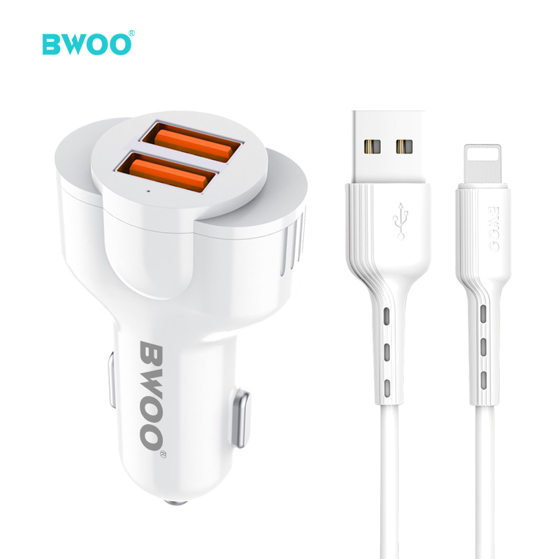 Cargador Auto - BWOO 2USB With Cable Lightning White - 2