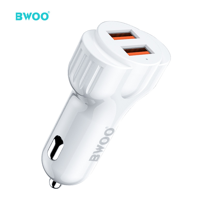Cargador Auto - BWOO 2USB With Cable Type-C White - 3