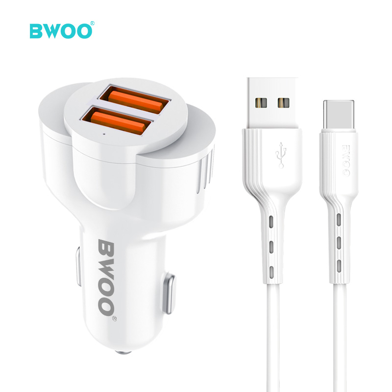 Cargador Auto - BWOO 2USB With Cable Type-C White - 4