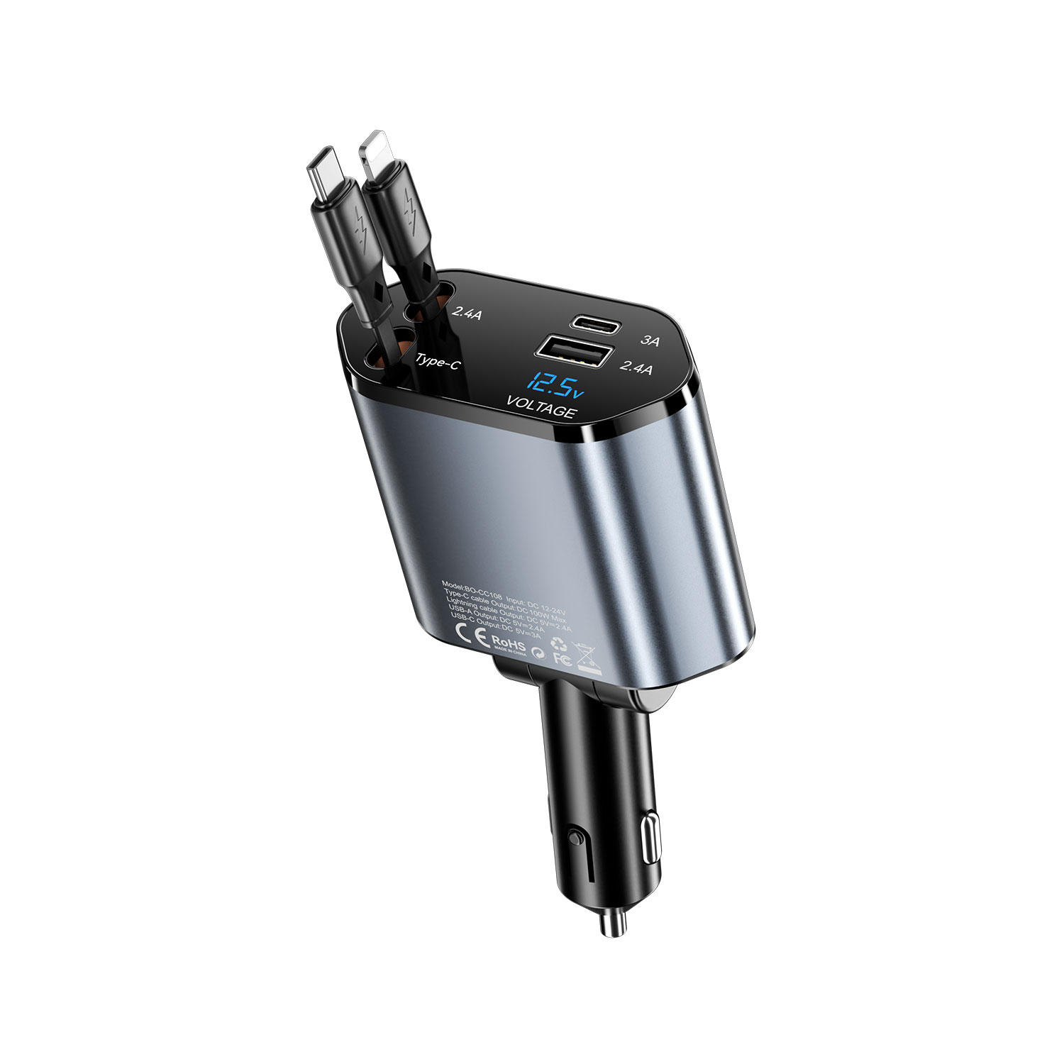 Cargador Auto - BWOO 4 In 1 120W Black - 2