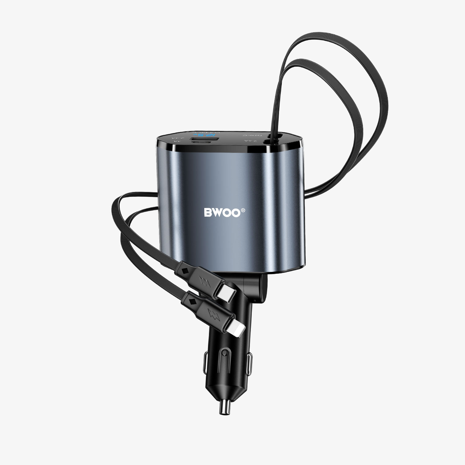 Cargador Auto - BWOO 4 In 1 120W Black - 3