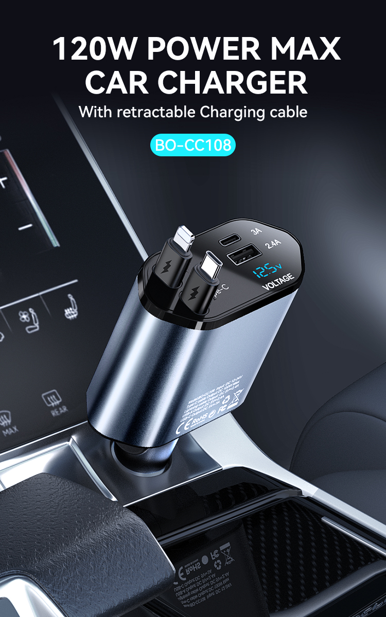 Cargador Auto - BWOO 4 In 1 120W Black - 8