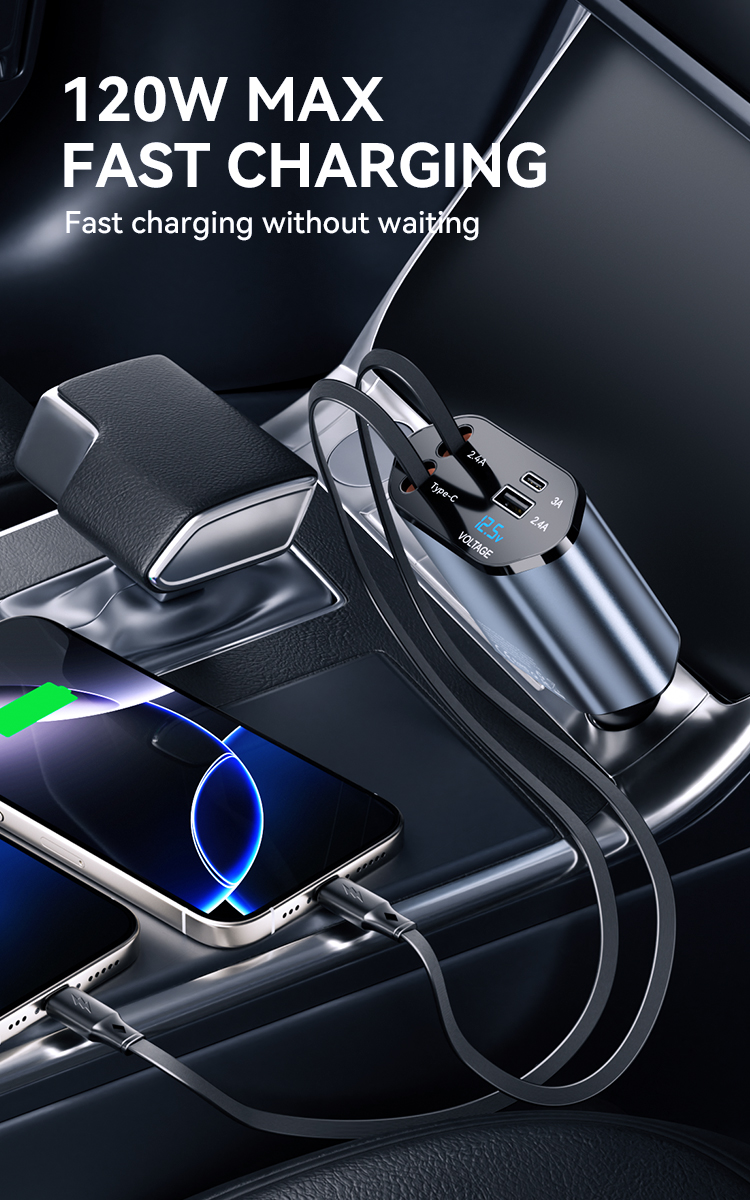 Cargador Auto - BWOO 4 In 1 120W Black - 10