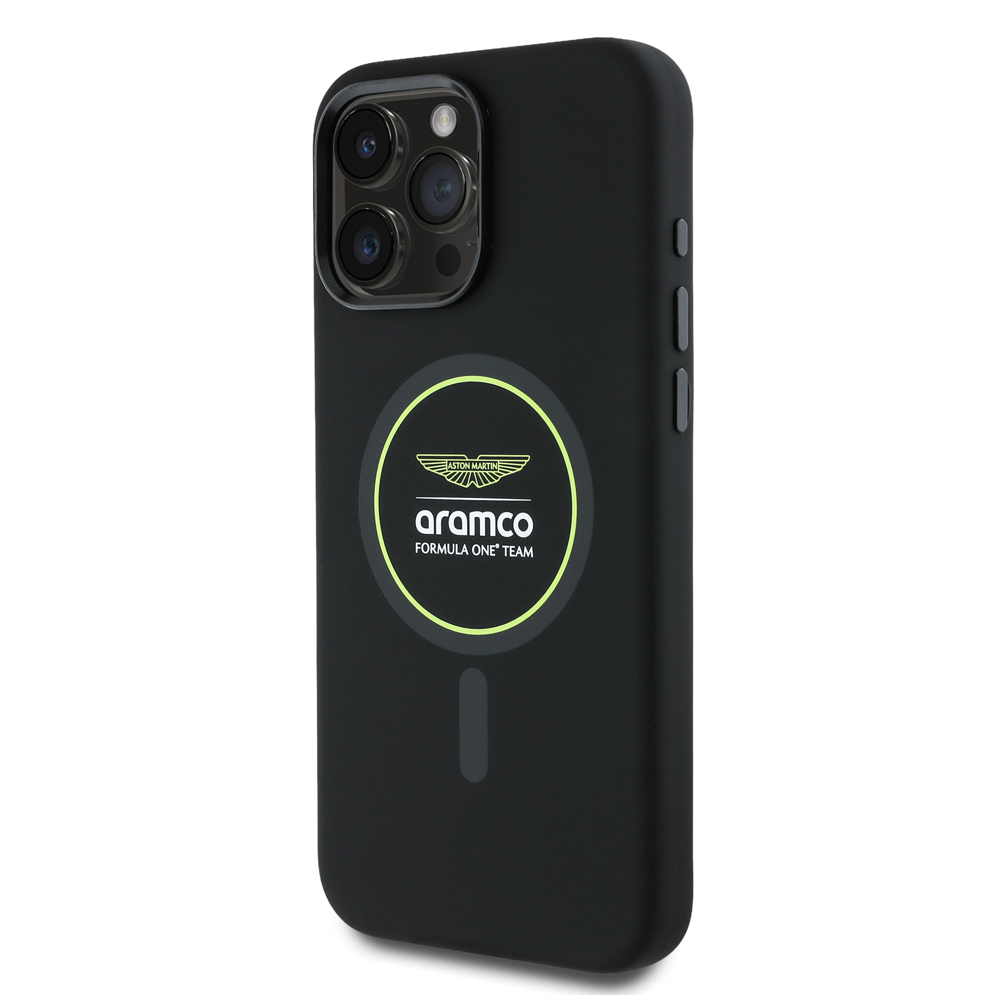 iPhone 16 Pro Max - ASTON MARTIN F1 Silicone Yellow Circle Black - 3