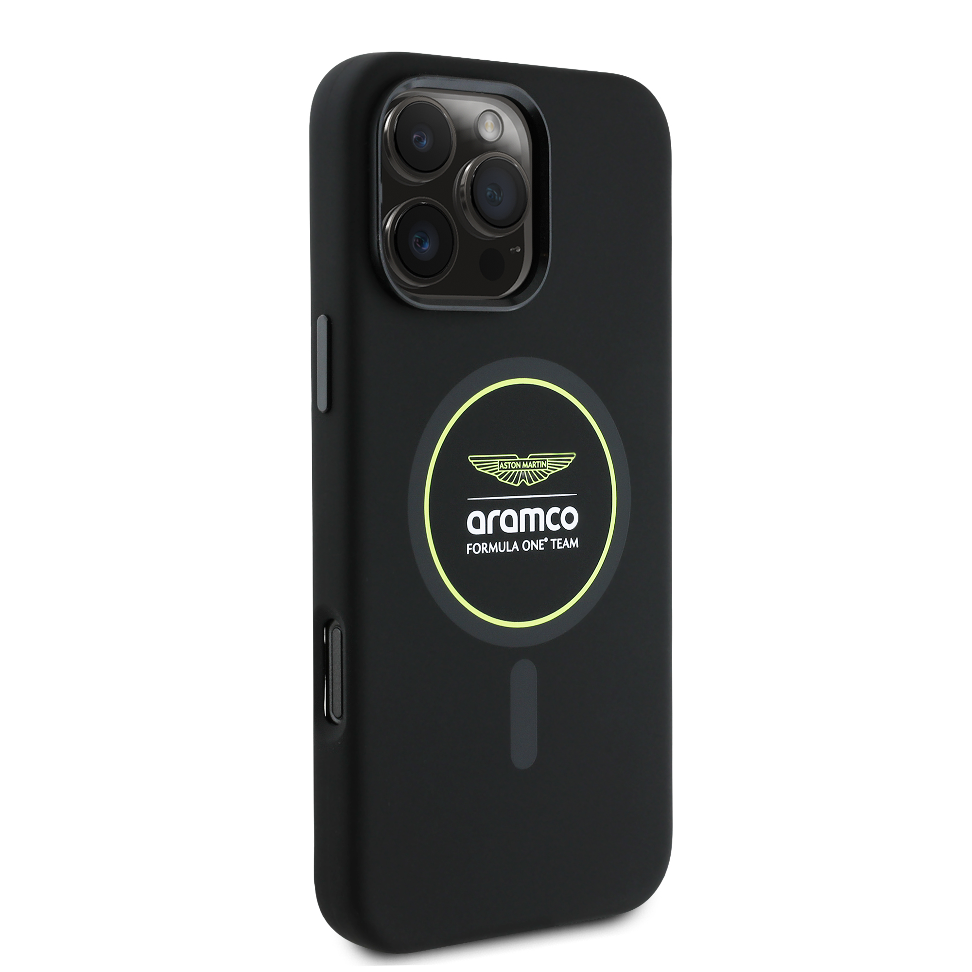 iPhone 16 Pro Max - ASTON MARTIN F1 Silicone Yellow Circle Black - 4