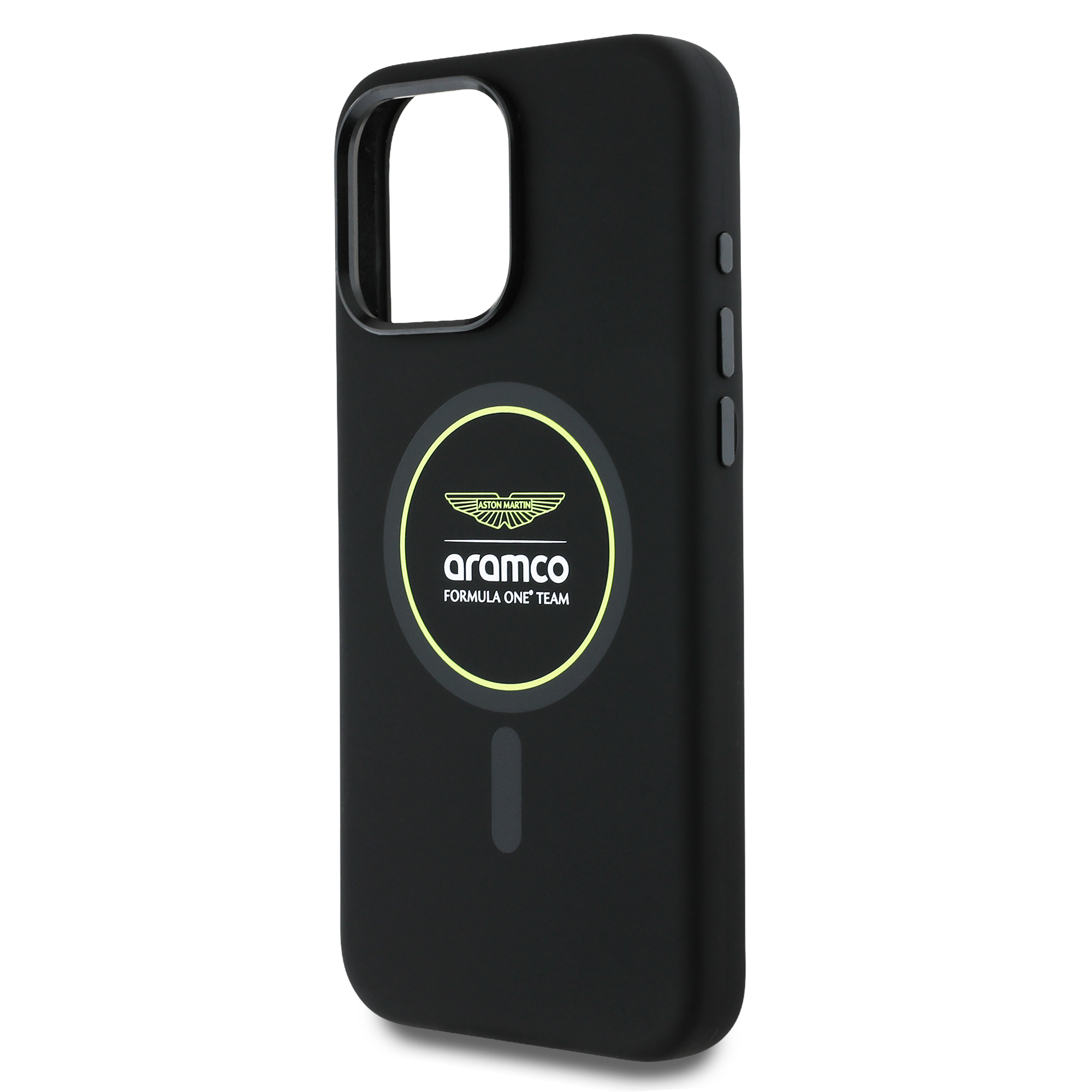 iPhone 16 Pro Max - ASTON MARTIN F1 Silicone Yellow Circle Black - 6