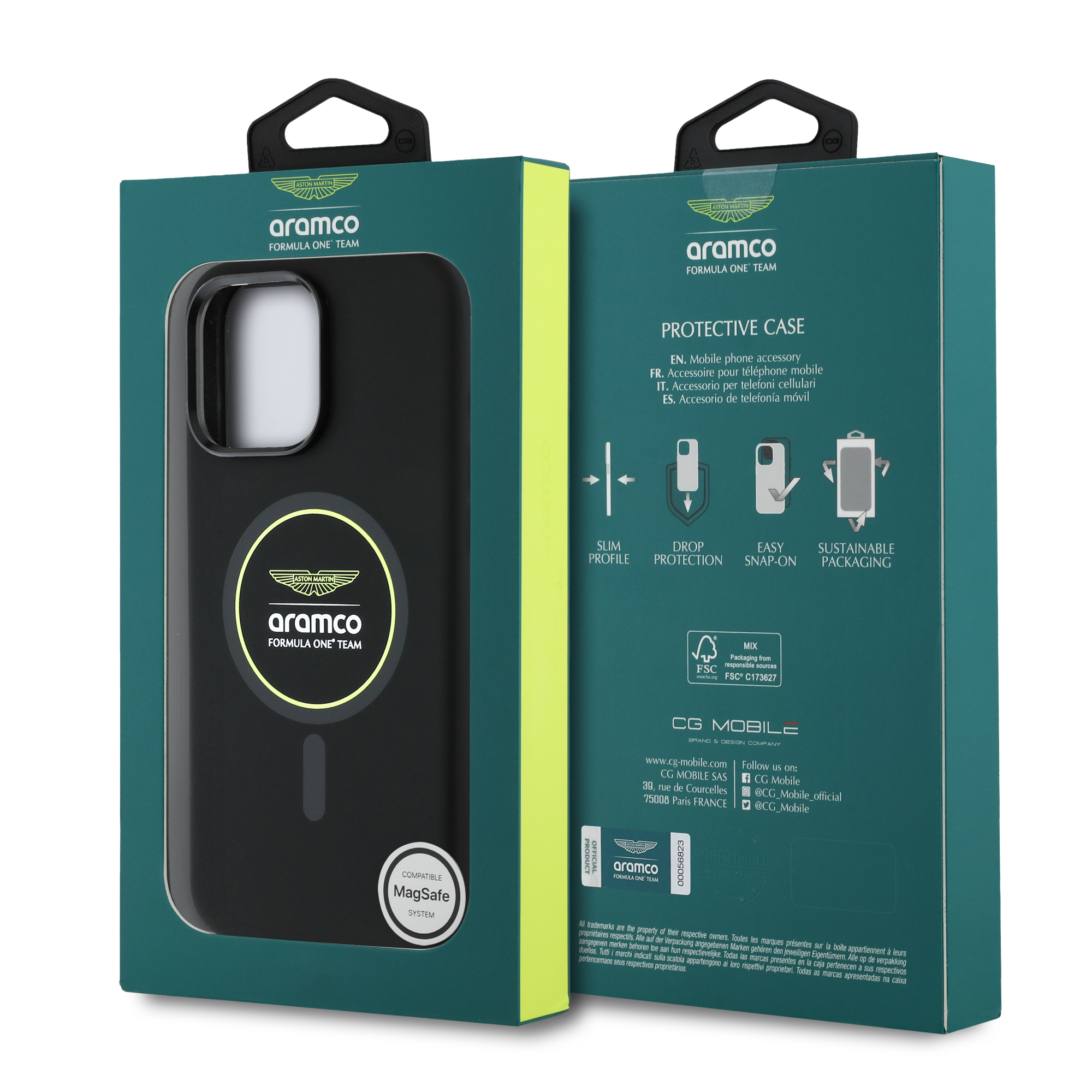 iPhone 16 Pro Max - ASTON MARTIN F1 Silicone Yellow Circle Black - 8