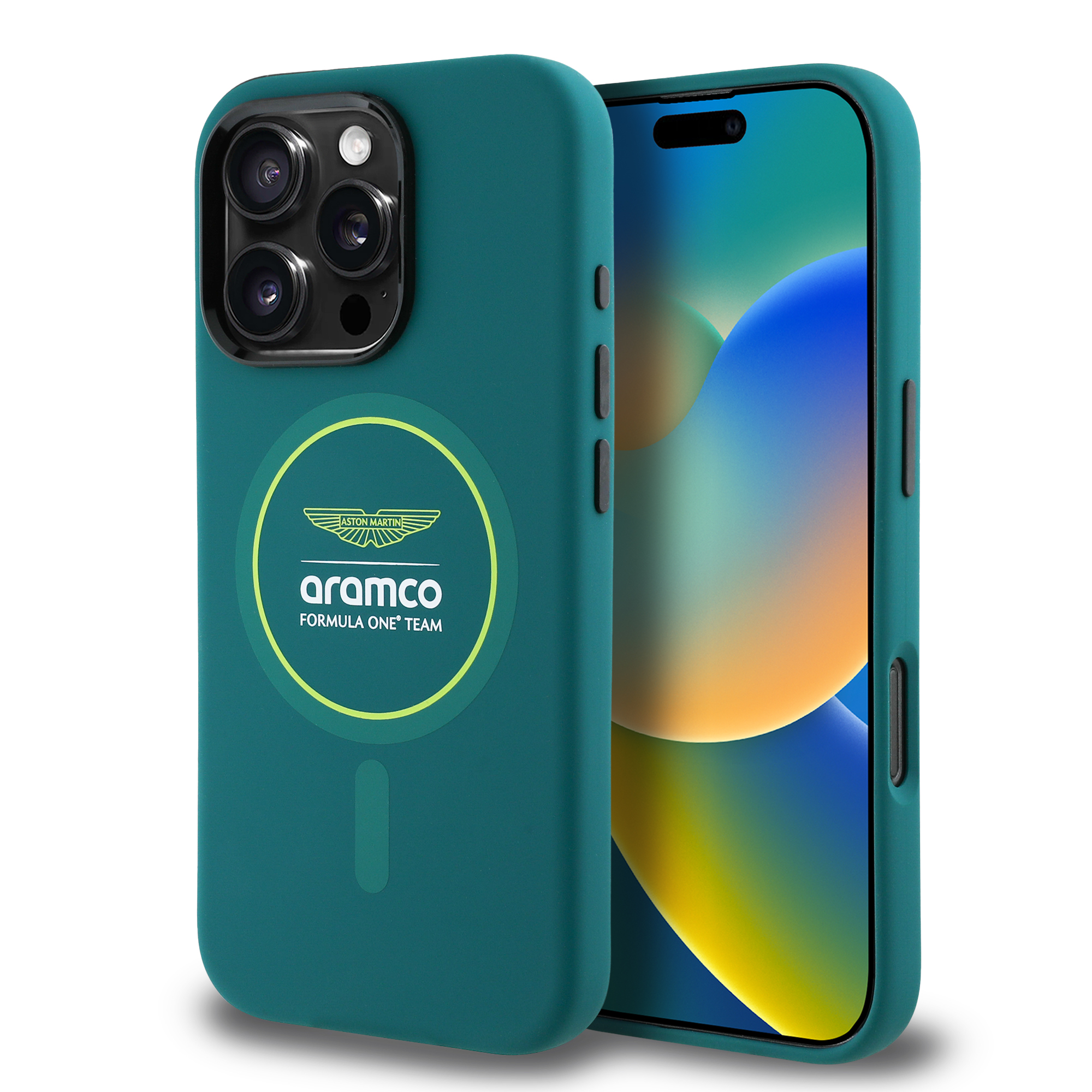 iPhone 16 Pro Max - ASTON MARTIN F1 Silicone Yellow Circle Green - 2