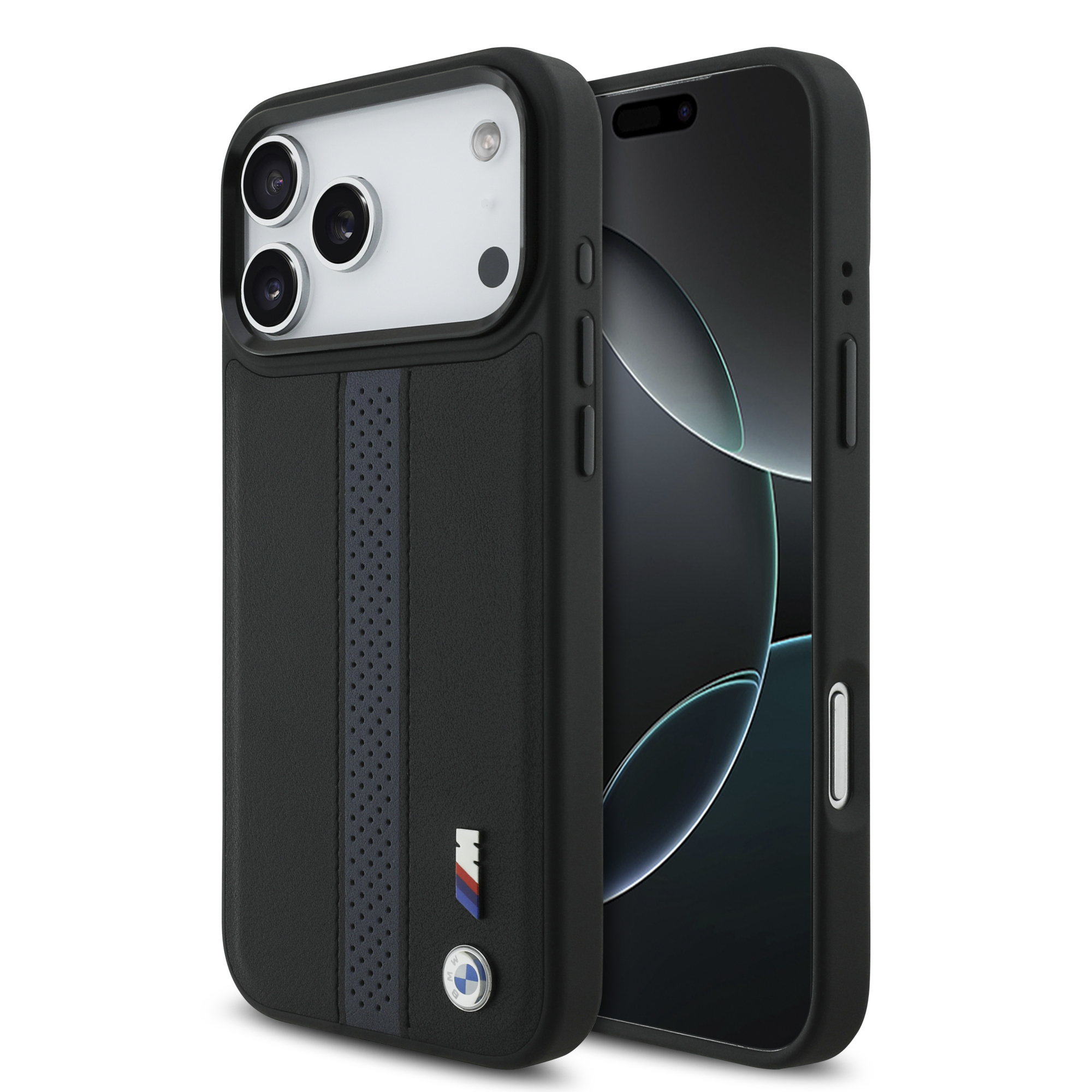 iPhone 17 Pro Max - BMW Leather Perforated Stripes Blue