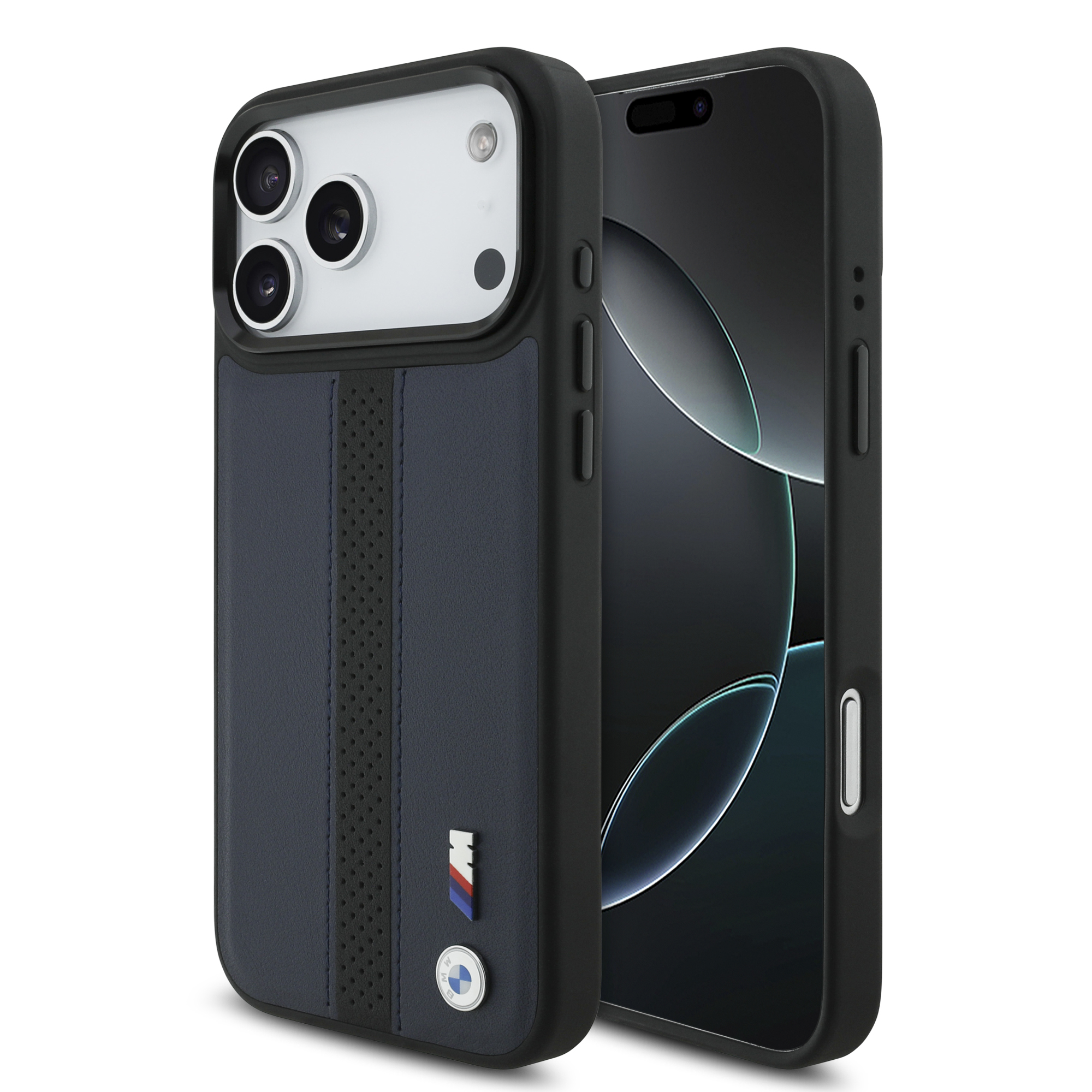 iPhone 17 Pro Max - BMW Leather Perforated Stripe Logo Navy - 2