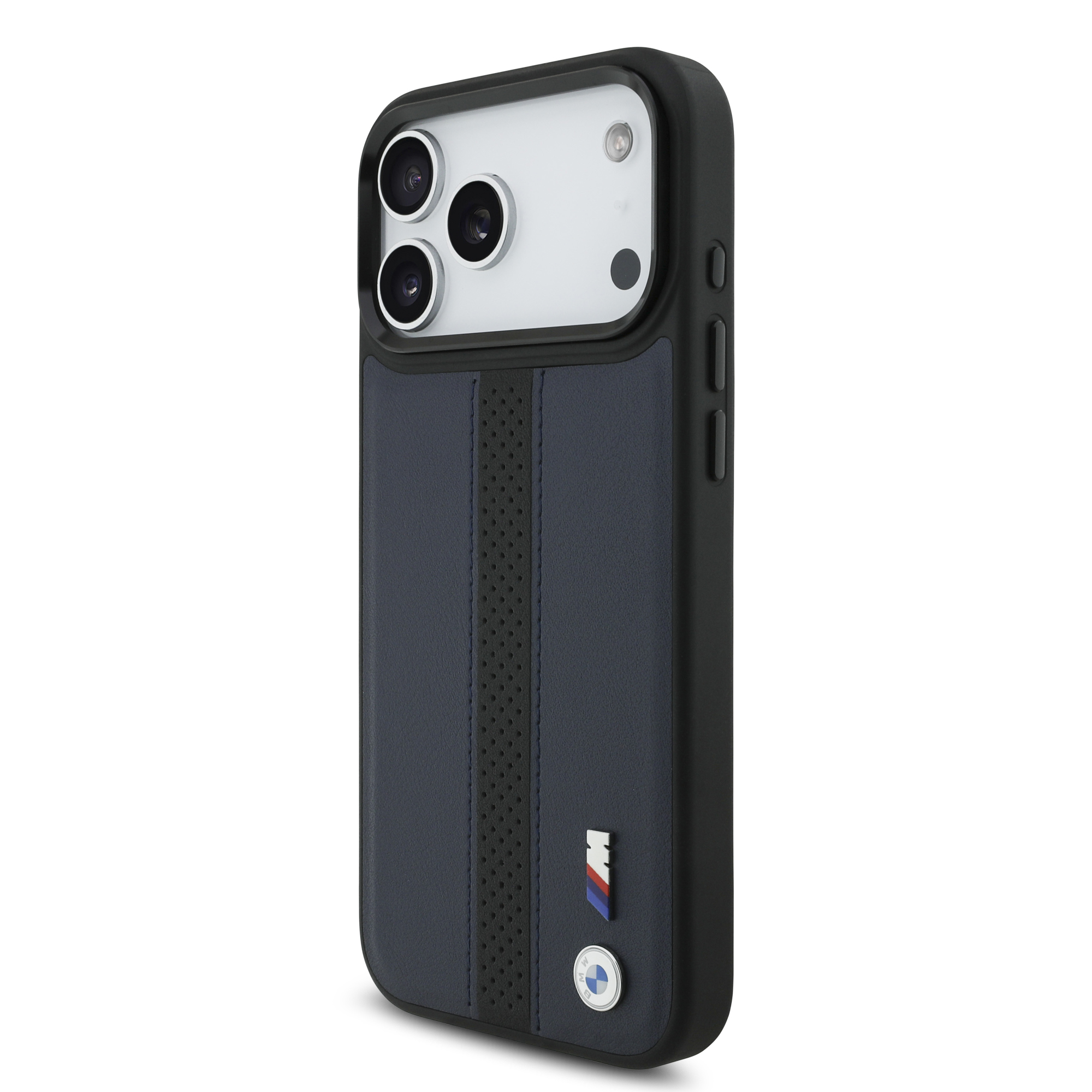 iPhone 17 Pro Max - BMW Leather Perforated Stripe Logo Navy - 3
