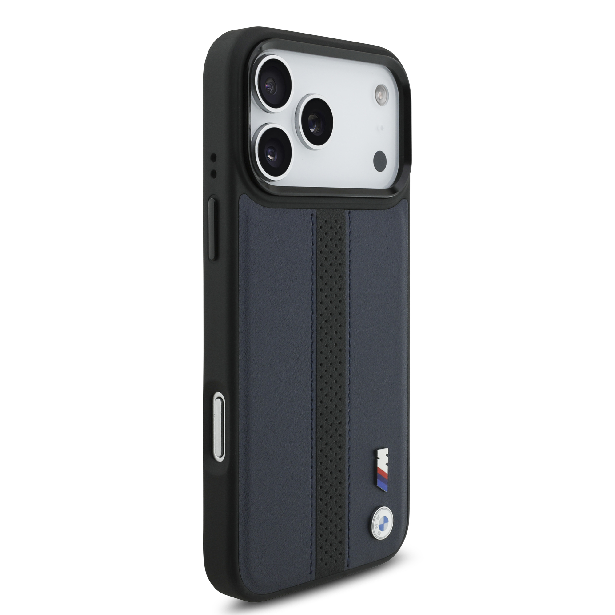 iPhone 17 Pro Max - BMW Leather Perforated Stripe Logo Navy - 4
