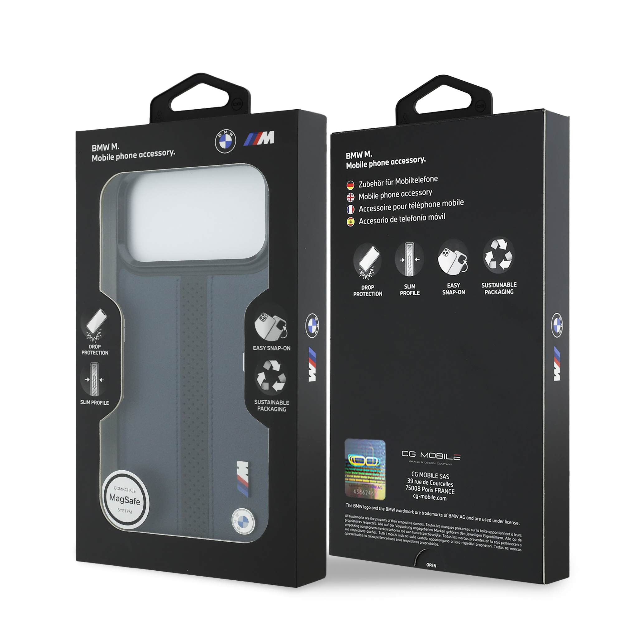 iPhone 17 Pro Max - BMW Leather Perforated Stripe Logo Navy - 8