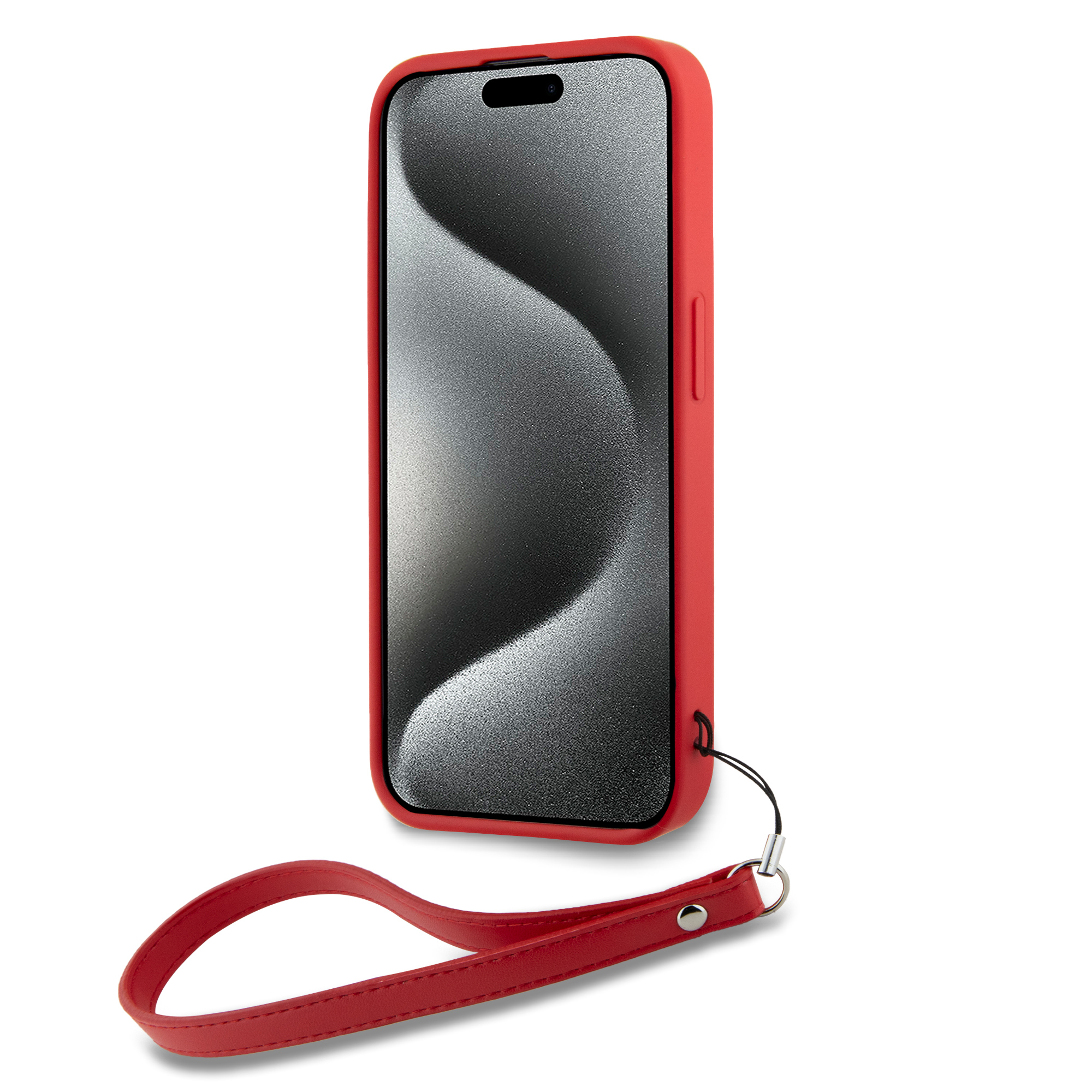 iPhone 15 - DKNY Leather Wrist Strap Stack Logo Pink - 4