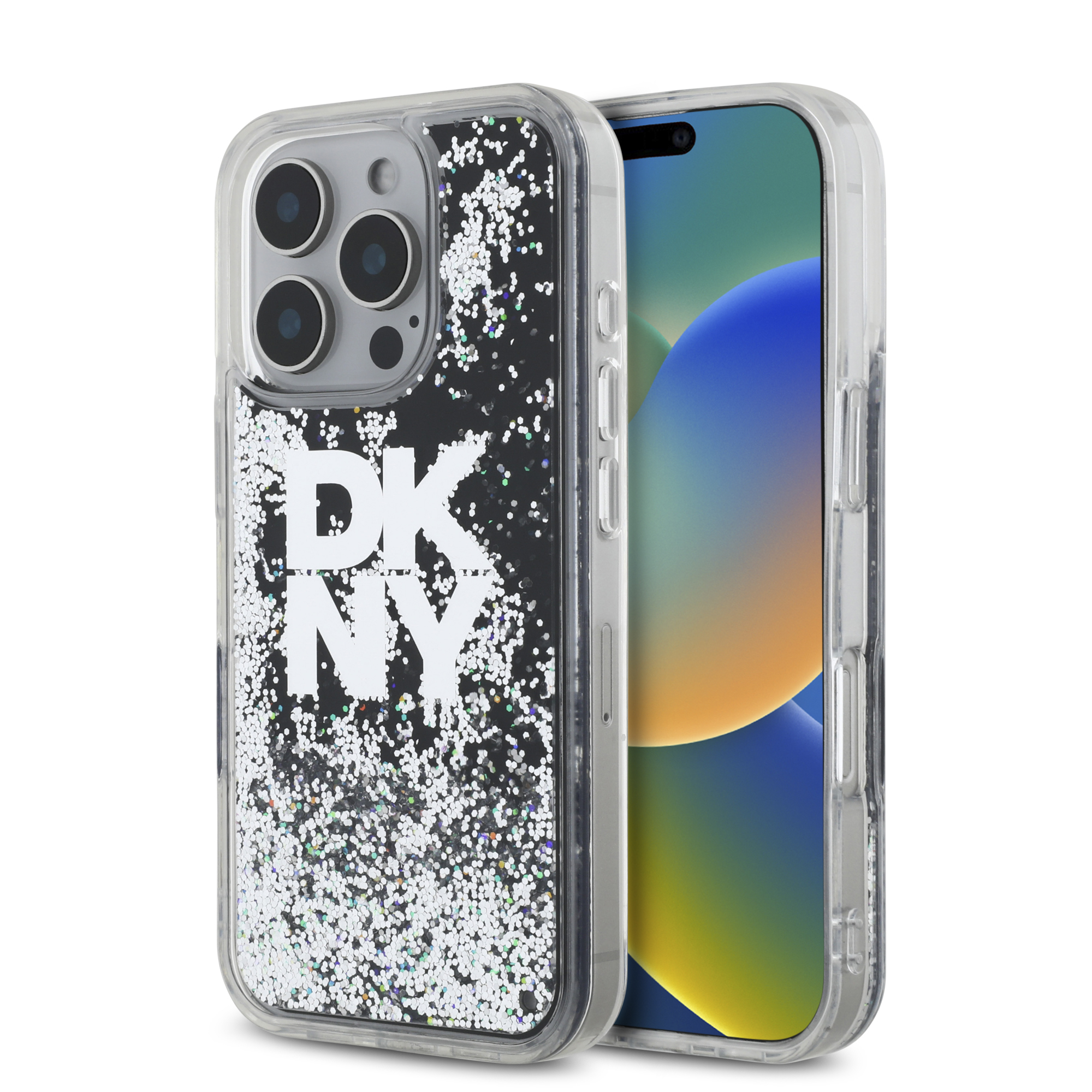 iPhone 16 Pro Max - DKNY Liquid Glitters Stack Logo Black - 2