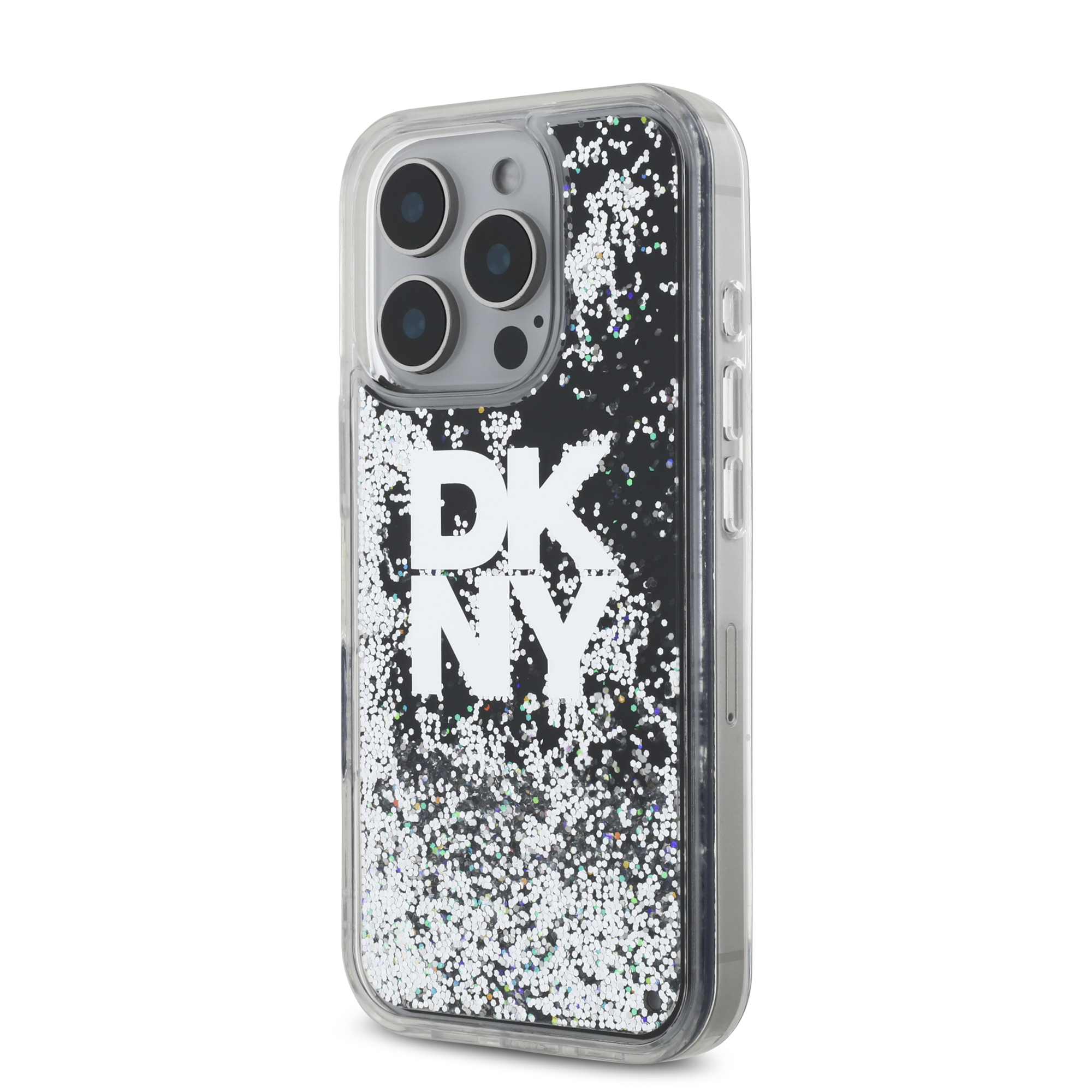 iPhone 16 Pro Max - DKNY Liquid Glitters Stack Logo Black - 3