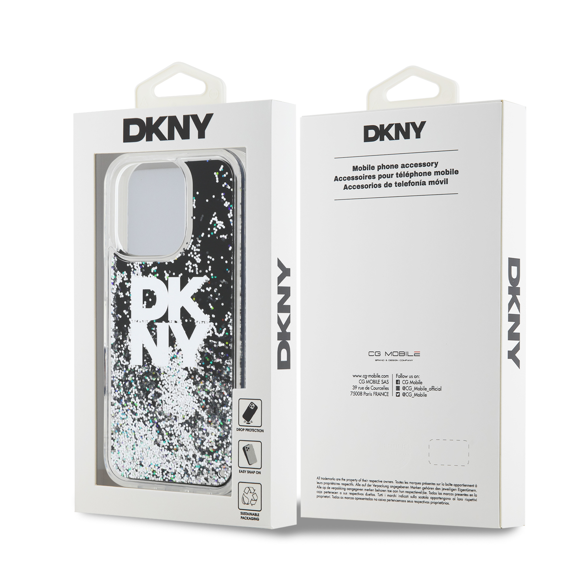 iPhone 16 Pro Max - DKNY Liquid Glitters Stack Logo Black - 8