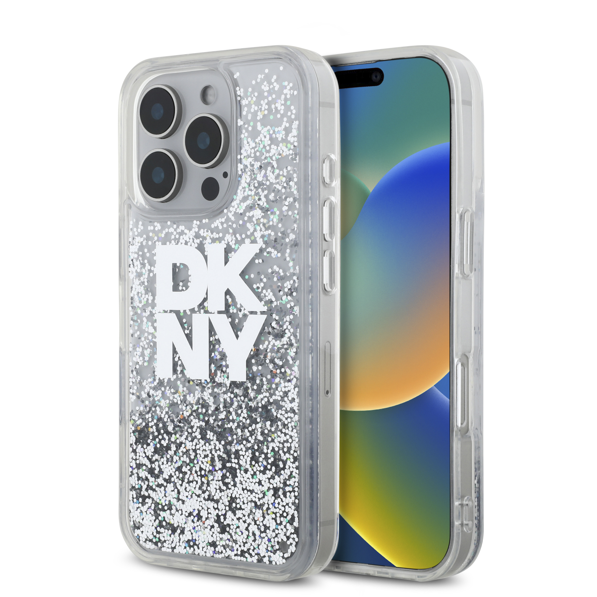 iPhone 16 Pro Max - DKNY Liquid Glitters Stack Logo White - 2