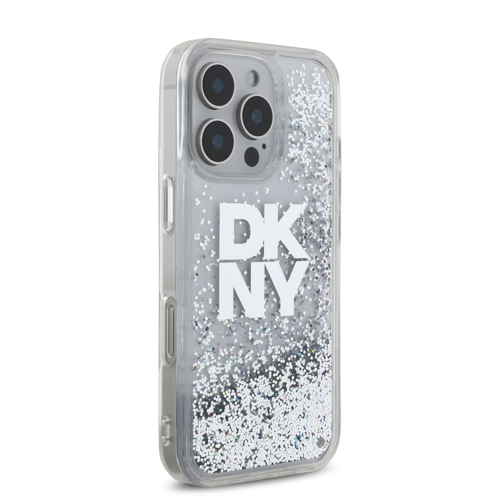 iPhone 16 Pro Max - DKNY Liquid Glitters Stack Logo White - 4